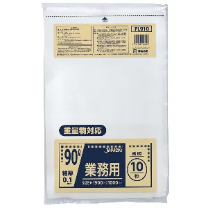 ジャパックス　重量物対応　90L PL910 透明 0.1m厚 10枚×10冊入-1