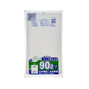 ジャパックス　容量表示入りポリ袋 90L TSN90 白半透明 10枚×30冊入-1