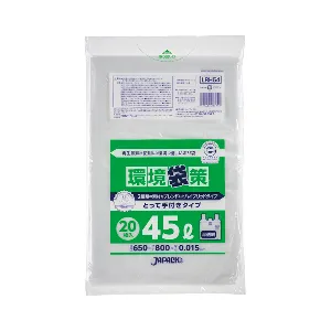 ジャパックス　環境袋策 手付き 45L  LRH54 半透明 20枚x30冊入-1