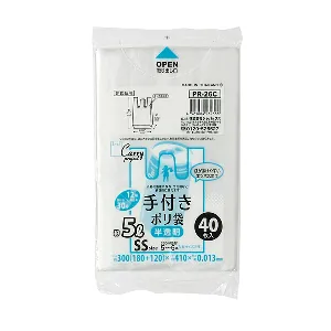 ジャパックス　手付きポリ袋シリーズ 約5L PR26C 半透明 50枚×10冊×6袋-1