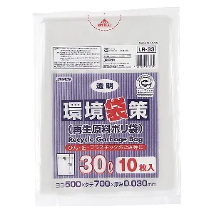ジャパックス　環境袋策 30L LR33 透明 10枚×30冊-1