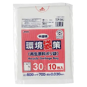 ジャパックス　環境袋策 30L LR34 半透明 10枚×30冊-1