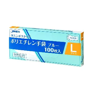 ジャパックス　外エンボスタイプ　ポリ手袋　青L200枚入　PLB-06-1